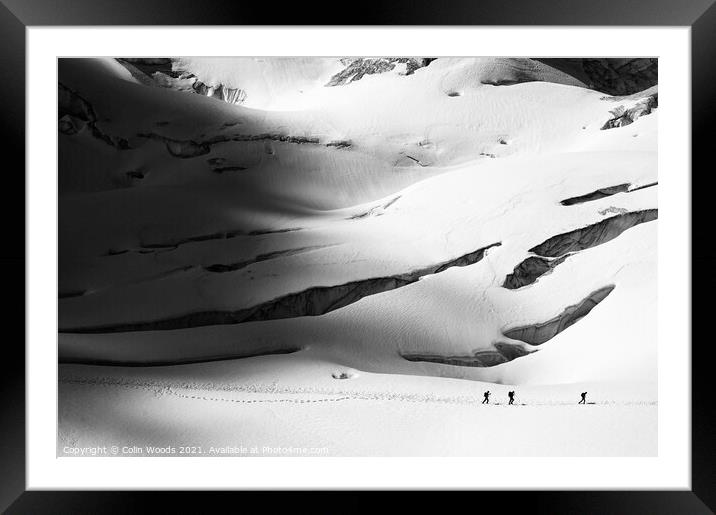 Climbers crossing the Glacier du Géant in the French Alps, Chamonix, France Framed Mounted Print by Colin Woods