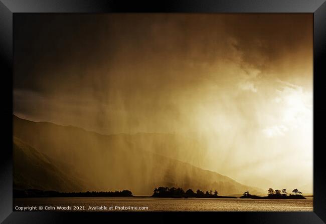 Wild evening storm light over Loch Linnhe in the Scottish Highlands near Fort William, Scotland Framed Print by Colin Woods