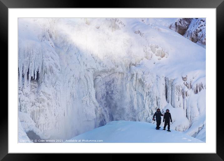 The frozen waterfalls at Chute de la Chaudière in Quebec City Framed Mounted Print by Colin Woods