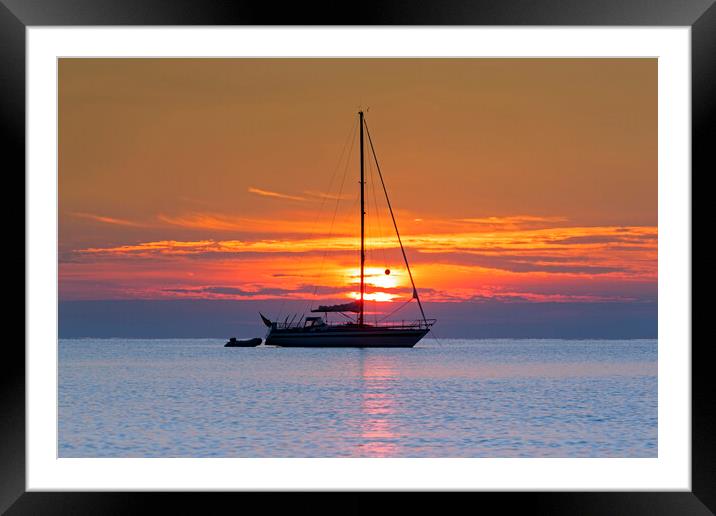 Sailing Boat at Sunset Framed Mounted Print by Arterra 