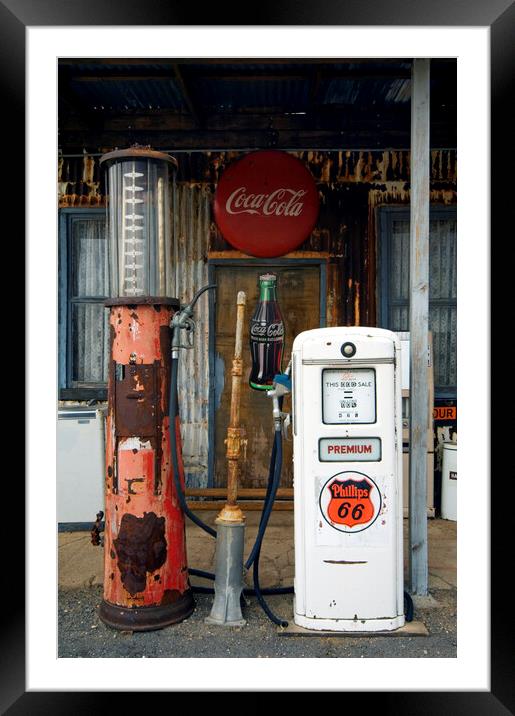 Vintage Gas Pump along Route 66 Framed Mounted Print by Arterra 