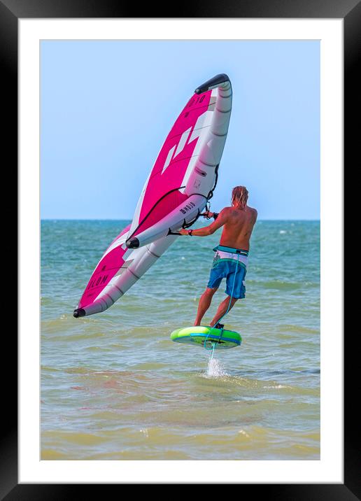 Wing Surfer at Sea Framed Mounted Print by Arterra 