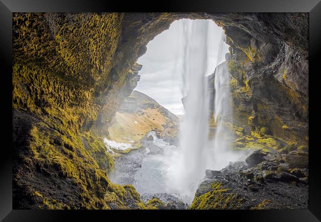 Kvernufoss Waterfall, Iceland Framed Print by Arterra 