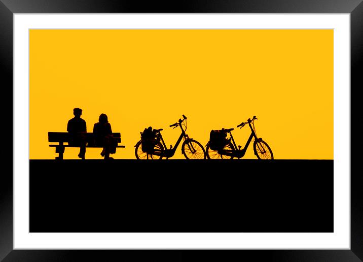 Resting Cyclists at Sunset Framed Mounted Print by Arterra 