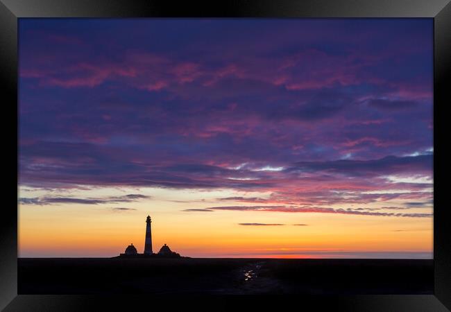 Lighthouse Westerheversand at Sunset Framed Print by Arterra 