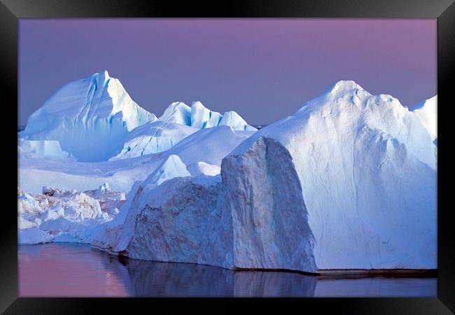 Icebergs at Sunset Framed Print by Arterra 