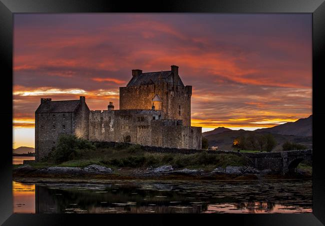 Eilean Donan Castle at sunset in Loch Duich Framed Print by Arterra 