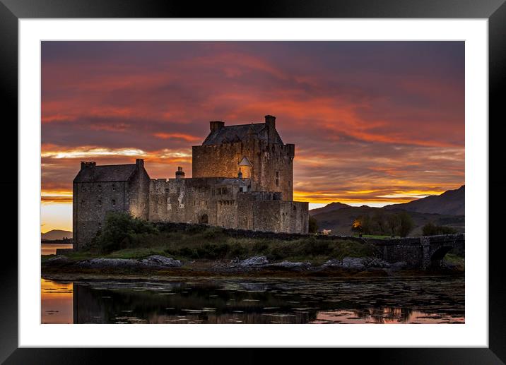 Eilean Donan Castle at sunset in Loch Duich Framed Mounted Print by Arterra 