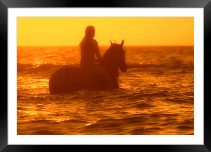 Horsewoman at Sunset Framed Mounted Print by Arterra 