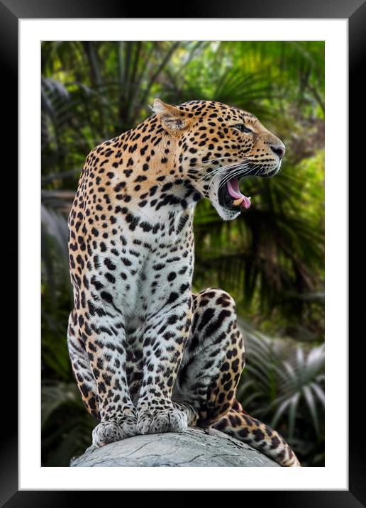 Roaring Leopard Framed Mounted Print by Arterra 