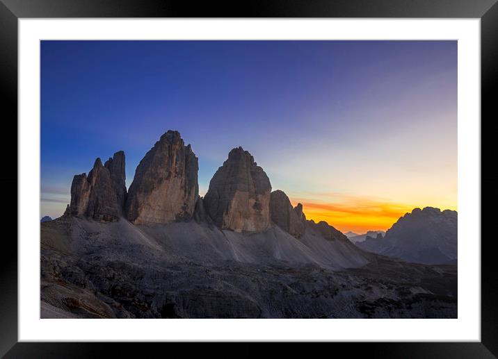 Tre Cime di Lavaredo at Sunset Framed Mounted Print by Arterra 