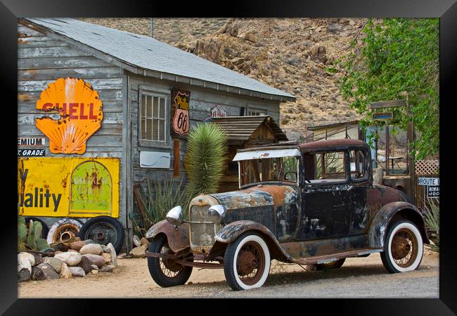 Ford Model A, Route 66 Framed Print by Arterra 