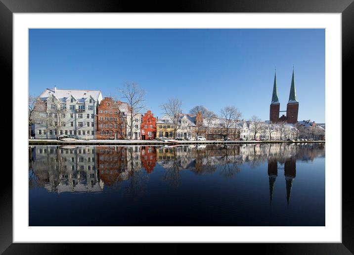 City Lübeck in Winter, Germany Framed Mounted Print by Arterra 