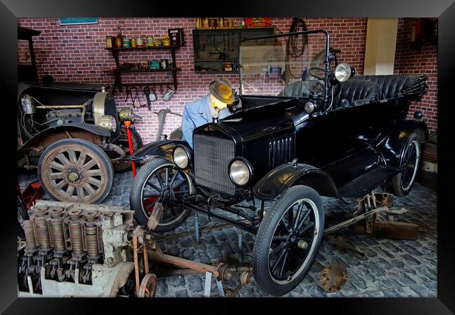 1921 Ford Model T Oldtimer in Garage Framed Print by Arterra 