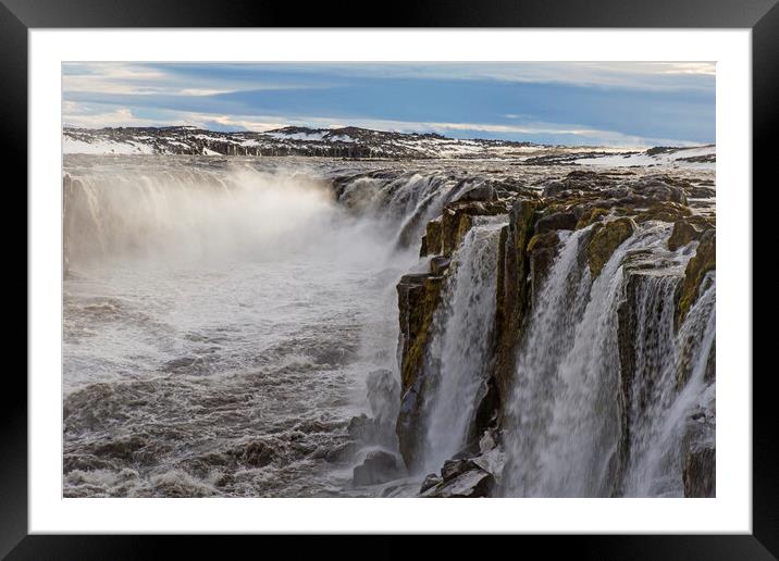 Selfoss Waterfall in Winter, Iceland Framed Mounted Print by Arterra 