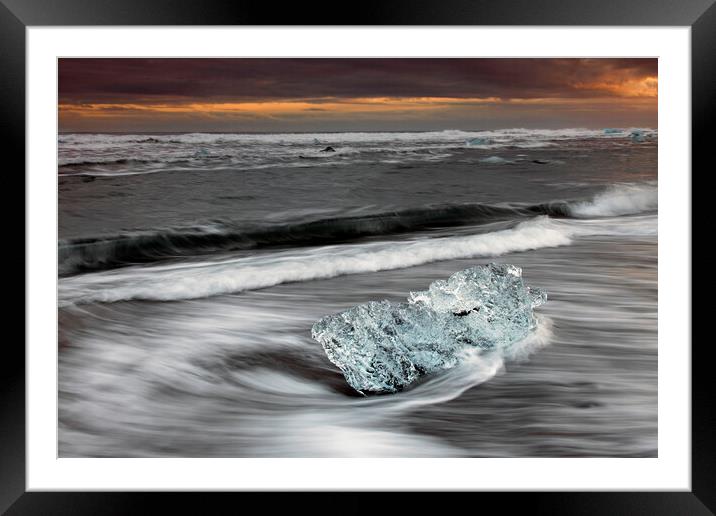 Ice on Iceland Beach  Framed Mounted Print by Arterra 