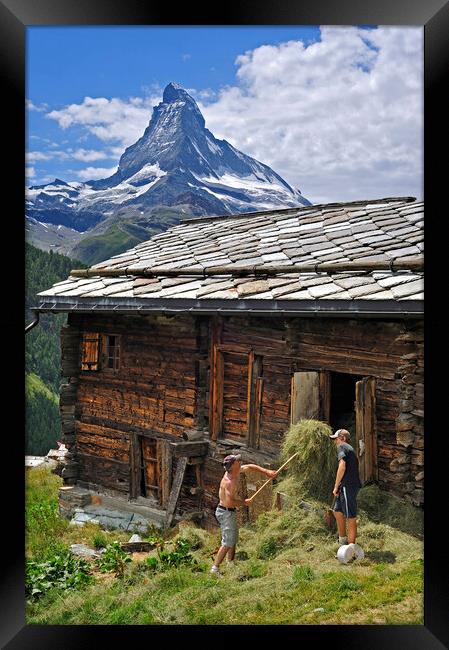 Granary and the Matterhorn in Valais, Switzerland Framed Print by Arterra 
