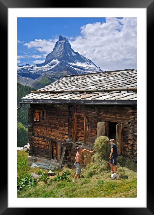 Granary and the Matterhorn in Valais, Switzerland Framed Mounted Print by Arterra 