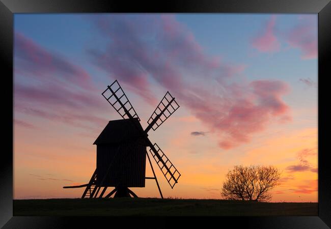 Windmill at Sunset Framed Print by Arterra 