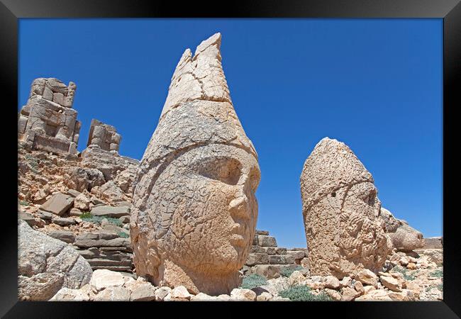 Heads of Antiochus I Theos and Heracles Artagnes Ares at Mount Nemrut, Turkey Framed Print by Arterra 