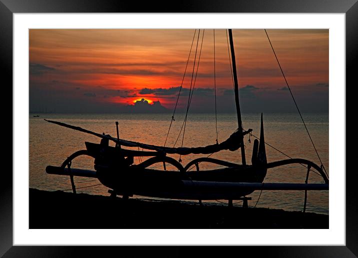 Indonesian Jukung at Sunset, West Java Framed Mounted Print by Arterra 