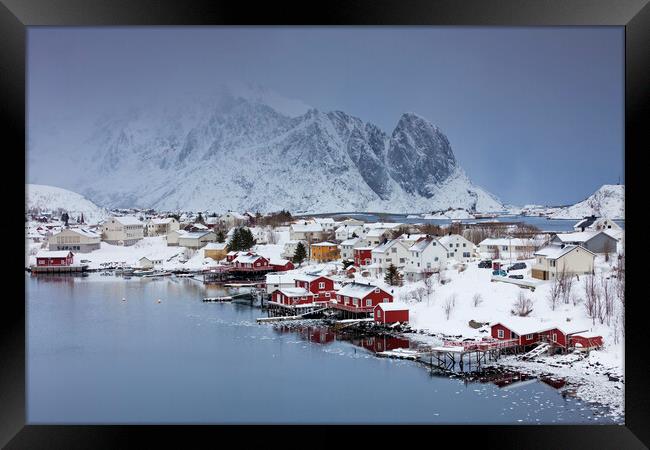 Fishing Village Reine in Winter, Lofoten, Norway Framed Print by Arterra 