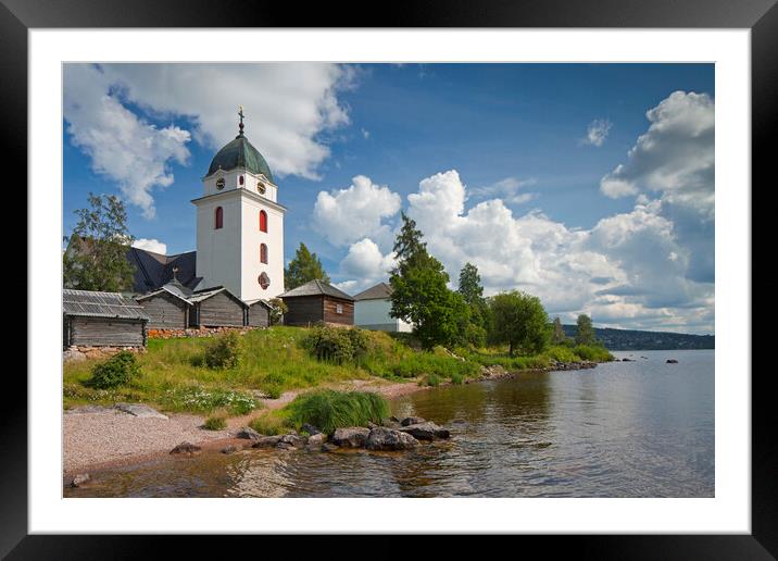 Rättvik Church along Lake Siljan, Dalarna, Sweden Framed Mounted Print by Arterra 