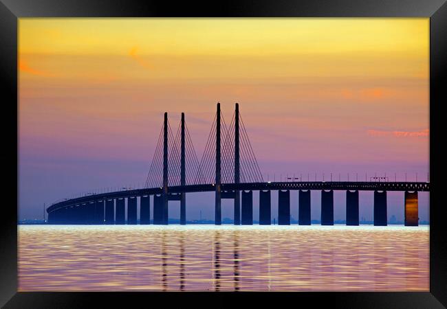 Oresund Bridge at Sunset Framed Print by Arterra 