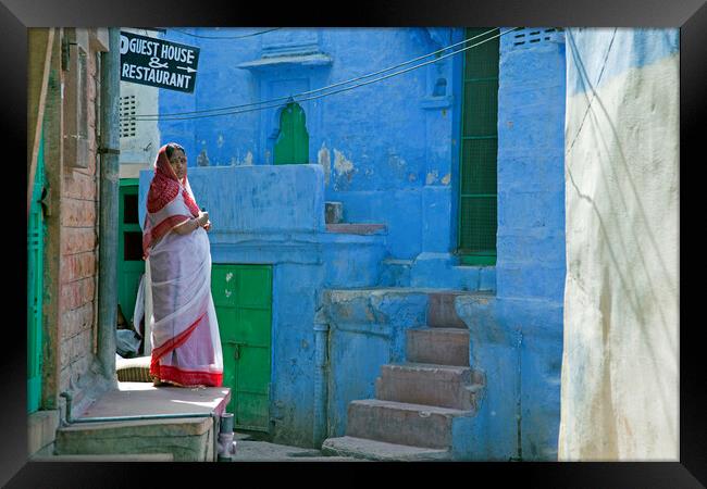 Blue House in Jodhpur, Rajasthan Framed Print by Arterra 