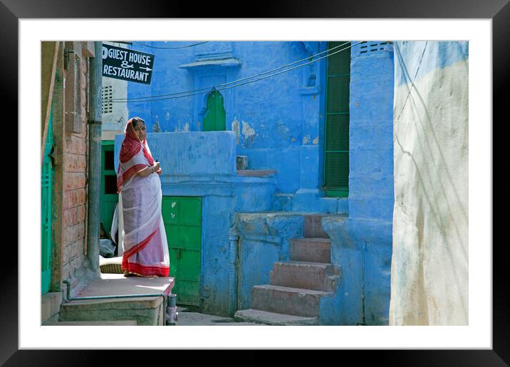 Blue House in Jodhpur, Rajasthan Framed Mounted Print by Arterra 