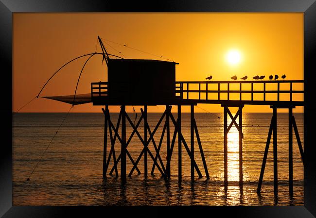 Fishing Hut at Sunset Framed Print by Arterra 