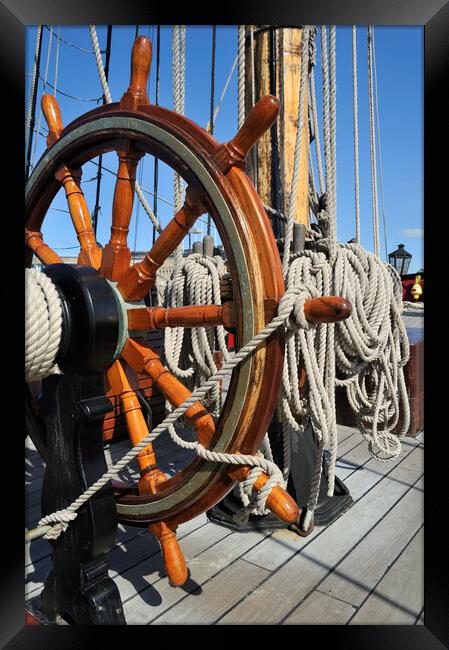 Grand Turk Frigate Wheel and Ropes Framed Print by Arterra 