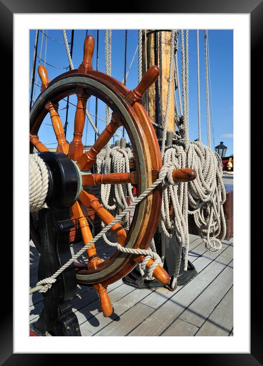 Grand Turk Frigate Wheel and Ropes Framed Mounted Print by Arterra 