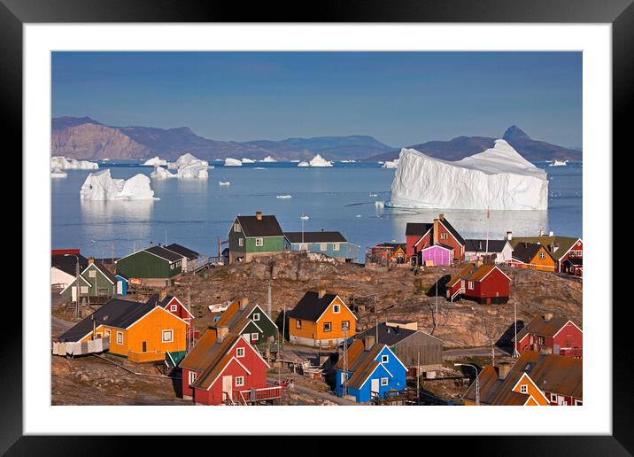 Uummannaq Village and Giant Iceberg, Greenland Framed Mounted Print by Arterra 