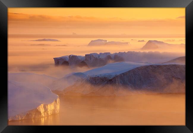 Icebergs at Sunset, Greenland Framed Print by Arterra 