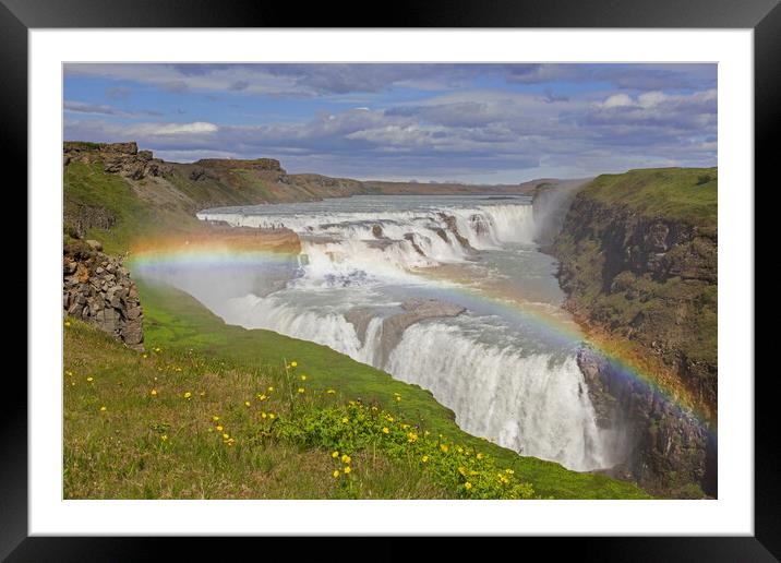 Rainbow over Gullfoss Waterfall, Iceland Framed Mounted Print by Arterra 