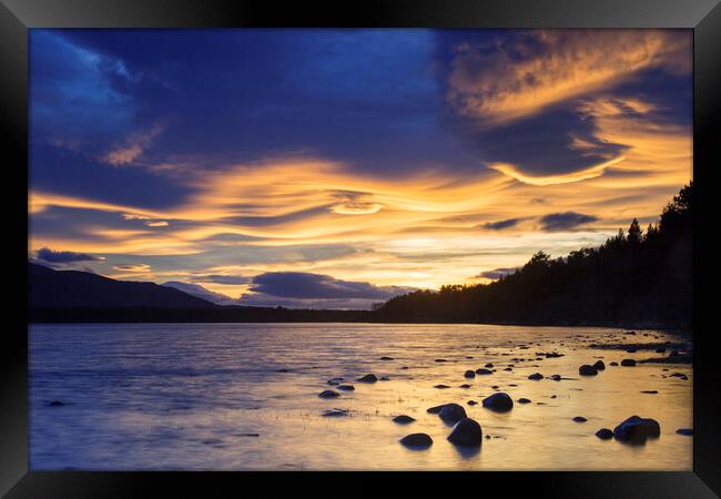 Loch Morlich at Sunset, Scotland Framed Print by Arterra 