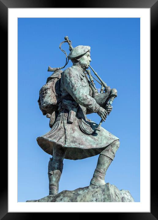 Bill Millin Statue on Sword Beach, Normandy Framed Mounted Print by Arterra 