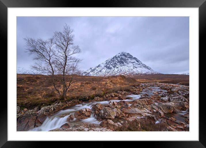 River Coupall and Buachaille Etive Mòr in Winter Framed Mounted Print by Arterra 