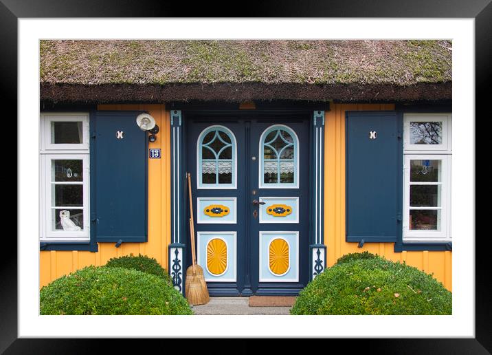 Colourful Thatched Cottage in Fischland-Darss-Zingst, Germany Framed Mounted Print by Arterra 