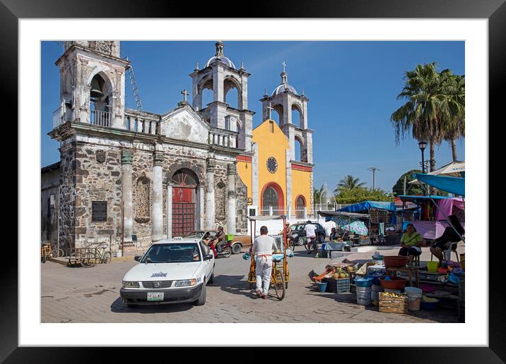 Iglesia Antigua and Market at San Blas, Nayarit, Mexico Framed Mounted Print by Arterra 