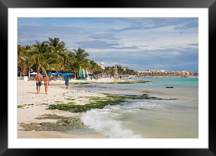 Beach at Playa Del Carmen, Riviera Maya, Yucatan, Mexico Framed Mounted Print by Arterra 
