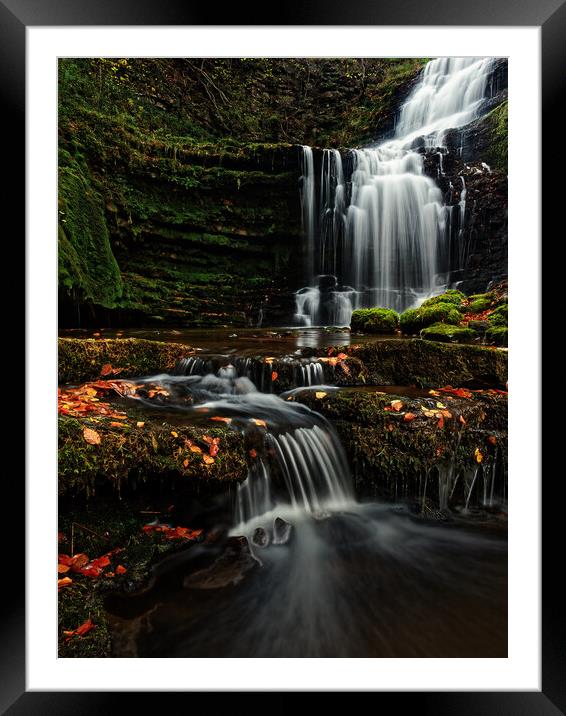 Majestic Autumn Waterfall in Yorkshire Framed Mounted Print by Jim Round