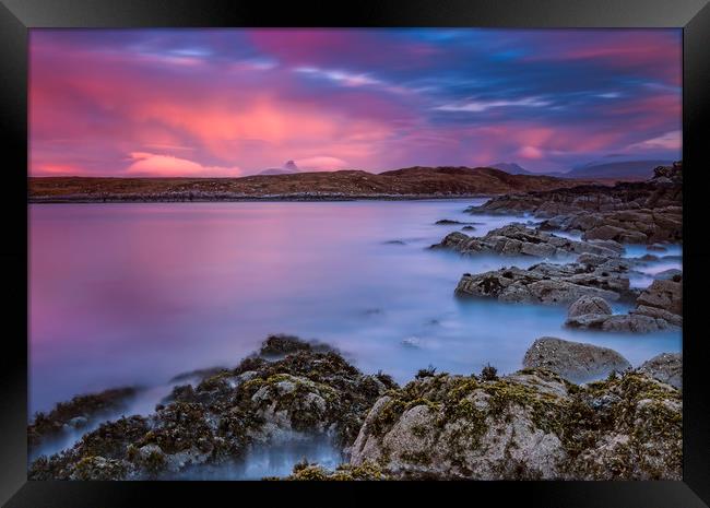 Tranquil Sunset over Scottish Seascape Framed Print by Jim Round