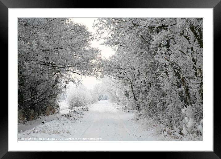 Snow on The Somerset Levels Framed Mounted Print by Philip Gough