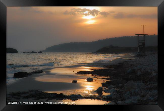 Sunset in Minorca Framed Print by Philip Gough