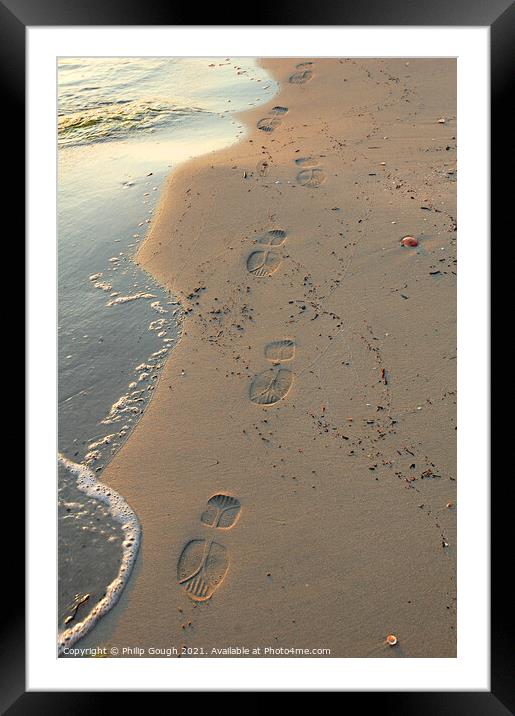 Footsteps on the beach Framed Mounted Print by Philip Gough
