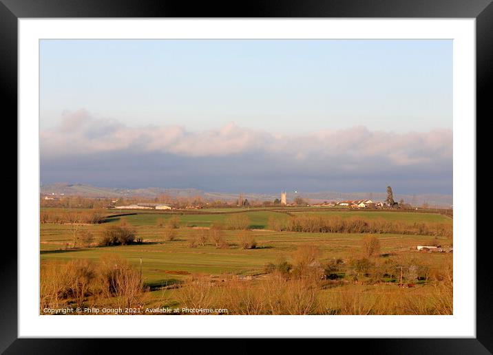 The Somerset Levels Fields and Villages Framed Mounted Print by Philip Gough