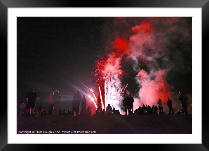 Firework Display Night Framed Mounted Print by Philip Gough