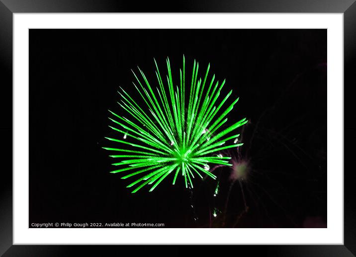 Fireworks at Night Framed Mounted Print by Philip Gough